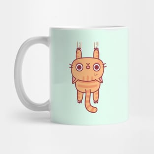 Funny Tabby Cat Using Claws To Hang On Mug